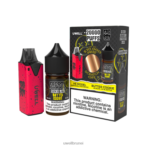 UWELL Disposable Pod - UWELL V6 alat pakai buang + jus daddy\'s vapor 30ml - collab bundle clr: kuning/flv: limau penumbuk merah jambu 50mg 4FHXX219