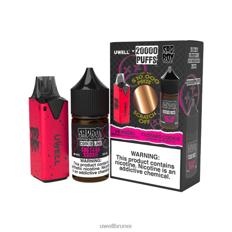 UWELL Disposable Pod - UWELL V6 alat pakai buang + jus daddy\'s vapor 30ml - collab bundle clr: kuning/flv: limau penumbuk merah jambu 50mg 4FHXX219