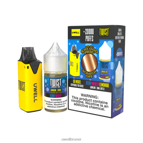 UWELL Disposable Pod - UWELL V6 alat pakai buang + jus daddy\'s vapor 30ml - collab bundle clr: kuning/flv: limau penumbuk merah jambu 50mg 4FHXX219