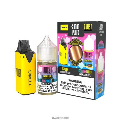 UWELL Disposable Pod - UWELL V6 alat pakai buang + jus daddy\'s vapor 30ml - collab bundle clr: kuning/flv: limau penumbuk merah jambu 50mg 4FHXX219
