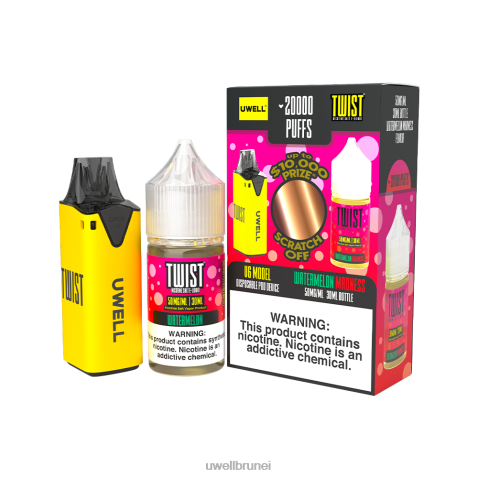 UWELL Disposable Pod - UWELL V6 alat pakai buang + jus daddy\'s vapor 30ml - collab bundle clr: kuning/flv: limau penumbuk merah jambu 50mg 4FHXX219
