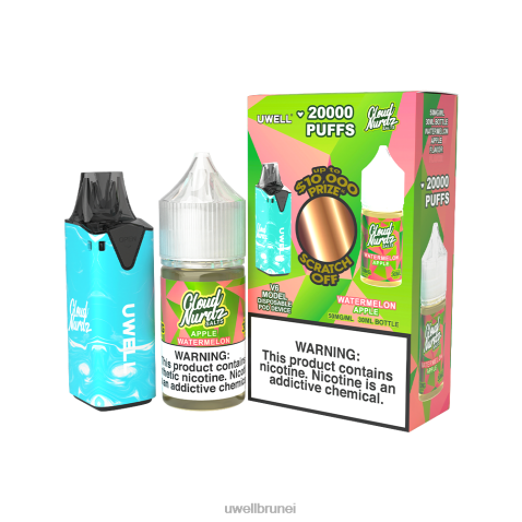 UWELL E Cig - UWELL V6 alat pakai buang + jus daddy's vapor 30ml - collab bundle clr: biru/flv: epal tembikai 50mg 4FHXX205