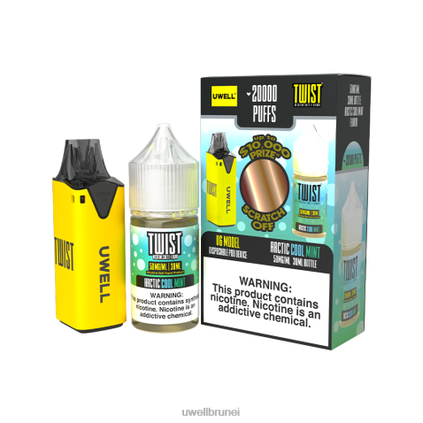UWELL E Cig - UWELL V6 alat pakai buang + jus daddy's vapor 30ml - collab bundle clr: kuning/flv: arctic cool mint 50mg 4FHXX215