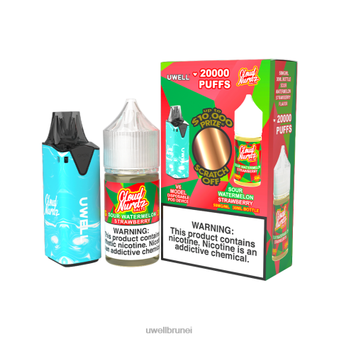 UWELL Online Shop - UWELL V6 alat pakai buang + jus daddy's vapor 30ml - collab bundle clr: biru/flv: strawberry tembikai masam 50mg 4FHXX204