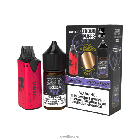 UWELL Online Shop - UWELL V6 alat pakai buang + jus daddy's vapor 30ml - collab bundle clr: merah/flv: air mata unicorn 48mg 4FHXX214